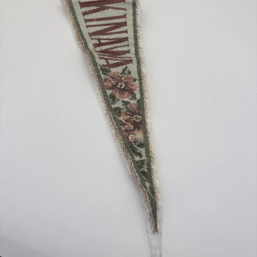Vintage Okinawa Japan Embroidered Flag Pennant NOS Gobelin Woven Souvenir Rare